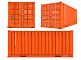 Orange Container in 3D Isolated on White.