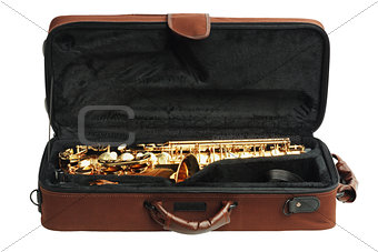 Saxophone In Open Case 