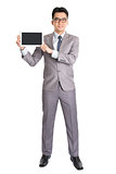 Asian businessman presenting digital computer tablet