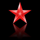 Red star on black background