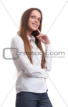Thinking business woman portrait