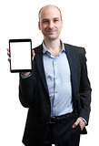 Business man holding digital tablet