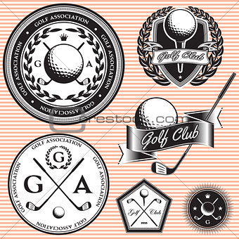 set of emblems to topic golf game