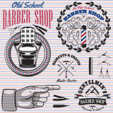 set of icons on a theme barber shop