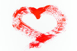 Red heart painting on white background