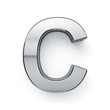 3d render of metalic alphabet letter simbol - C
