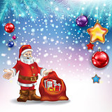 Abstract Christmas greeting with Santa Claus and decorations