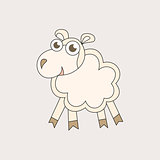 Cartoon sheep, character for Christmas and 2015 New Year