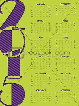 Simple portrait calendar for 2015