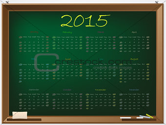 2015 calendar on chalkboard