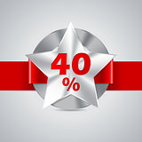 40% discount badge with red ribbon