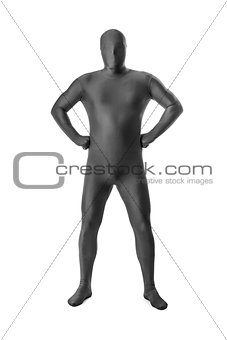 man in a grey body suit