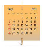 Calendar for July 2015