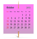Calendar for October 2015
