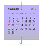 Calendar for November 2015