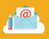 Flat Design Concept Email Write Icon Vector Illustration