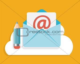 Flat Design Concept Email Write Icon Vector Illustration