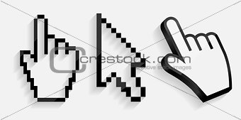 Mouse Hand and Arrow Cursor Set Vector Illustration