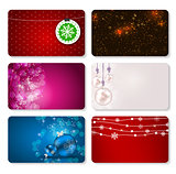 Set of Cards with Christmas BALLS, Stars and Snowflakes, Vector