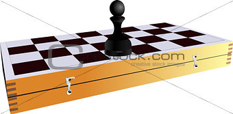 Chess piece - a black pawn on a chessboard. Vector illustration