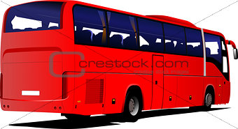 red Tourist bus. Coach. Vector illustration for designers