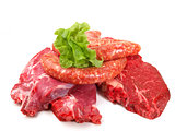 raw beef isolated on white background