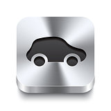 Square metal button perspektive - car icon