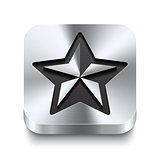 Square metal button perspektive - christmas star icon