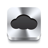 Square metal button perspektive - cloud icon