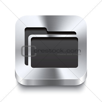 Square metal button perspektive - folder icon