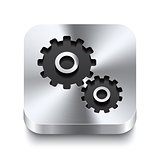 Square metal button perspektive - gear icon