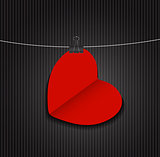 Valentines Day Paper Heart Backgroung, Vector Illustration