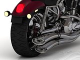 Motorcycle with exhaust view back