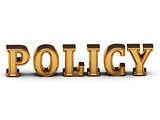 Policy inscription large golden letter