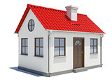 Small three-dimensional house with red roof