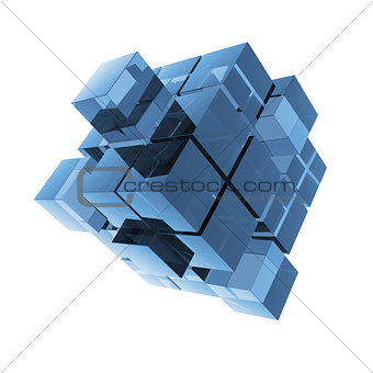 Cubes blue glass abstraction