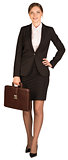 Businesswoman stand holding briefcase in his hand