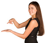 Businesswoman shows her empty palm