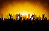 Rock concert, people raising up hands