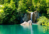 Beautiful waterfall in the Plitvice Lakes National Park in Croatia