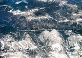 Alps, aerial view from window of airplane