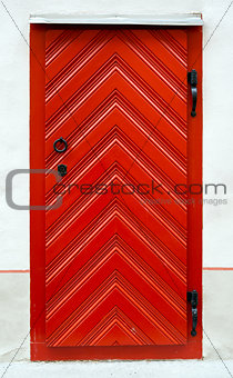 Red wooden door design