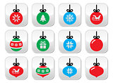Christmas ball, Christmas bauble vector buttons set
