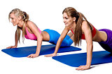 Young women doing push-up exercise 