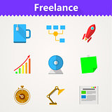 Flat vector icons for freelance and business