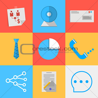 Flat icons for outsource communication
