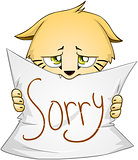 Cute Kitten Holds Sign Of Apology