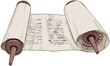 Traditional Jewish Torah Scroll With Text