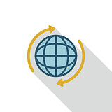 Globe flat icon with long shadow
