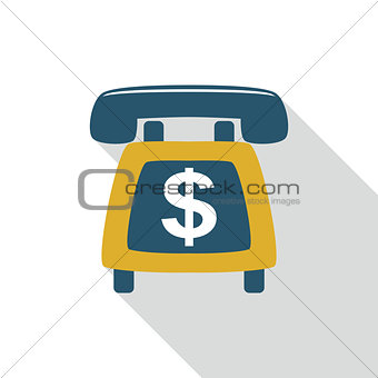 Telemarketing flat icon with long shadow